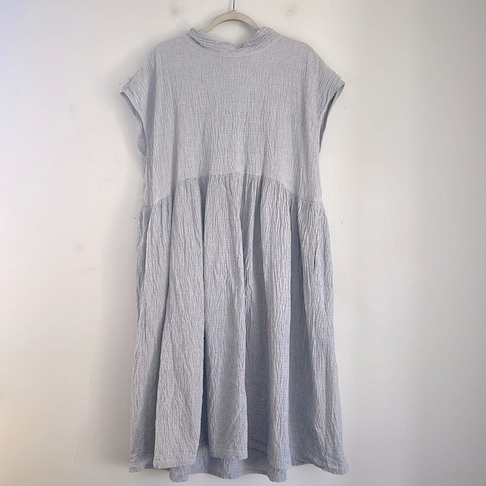 Et Tigre Jayme 100% cotton striped textured sleeveless oversized midi dress XS/S